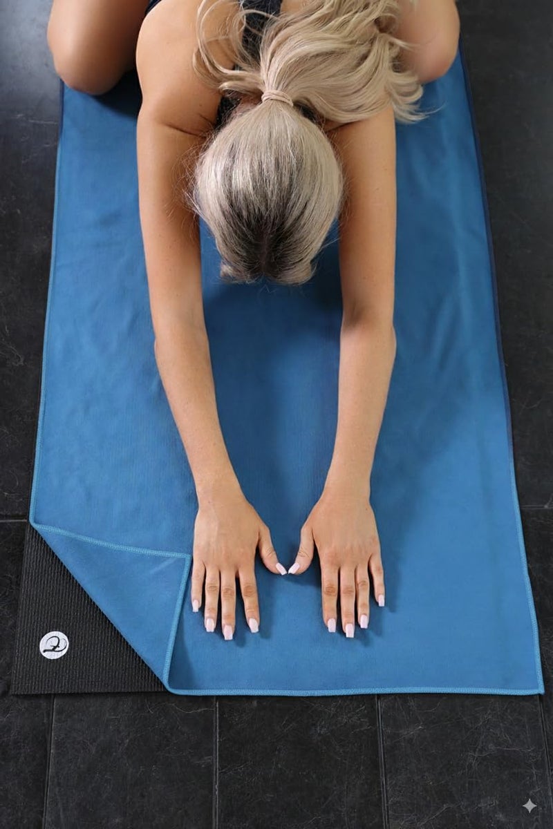 Eunzel Hot Yoga Towel Non Slip Yoga Mat Towel Non-Slip Sweat Absorbent Microfiber Towel for Hot Yoga, Pilates and Workout 72" x 26.5", Navy - Image 4